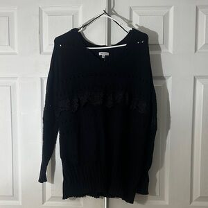 White Birch Black V-Neck Sweater